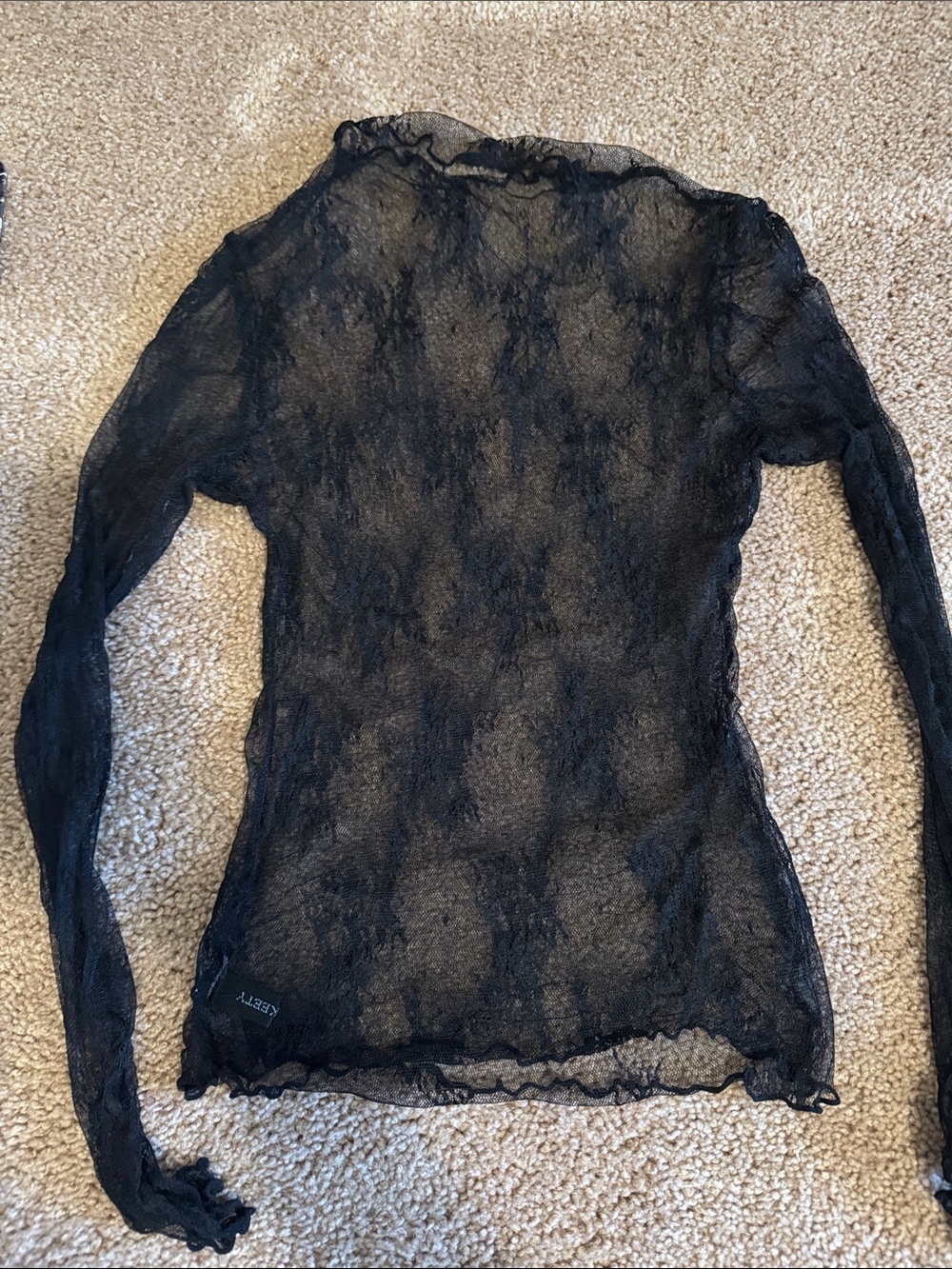 Sheer Black Lace Long-Sleeve Top